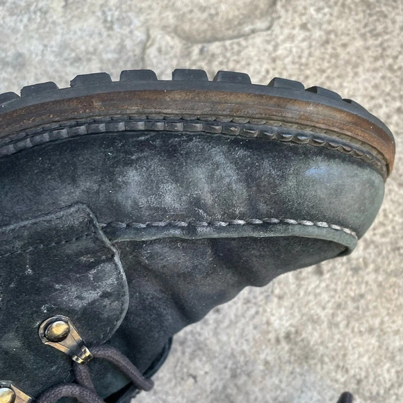 Chanel Black  Wool, Suede & Shearling Lace up Combat Boots, Size 39 - Picture 8 of 16